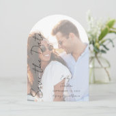 写真V Chic モダン 3 LG日付の円弧を保存 招待状 (スタンド正面)