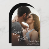 写真V Chic モダン 4 LG日付の円弧を保存 招待状 (正面/裏面)