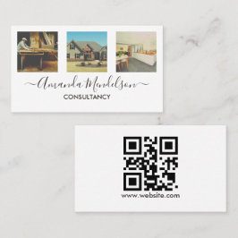 写真x3文字とQRコードまたはロゴ 名刺