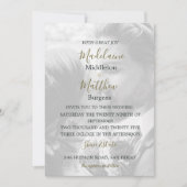 写真x 2フローラ金ゴールドピンク結婚ホワイト 招待状 (正面)