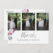 写真x 3エレガントなウェディングシルバーディスコありがとう ポストカード (正面/裏面)