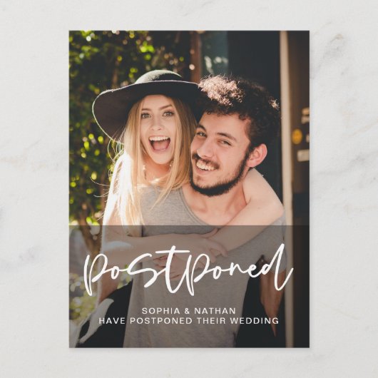 写結婚真の延期日の変更 ポストカード (正面)