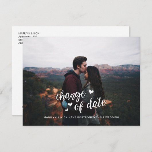 写結婚真の延長とかわいいデートチェンジ ポストカード (正面/裏面)