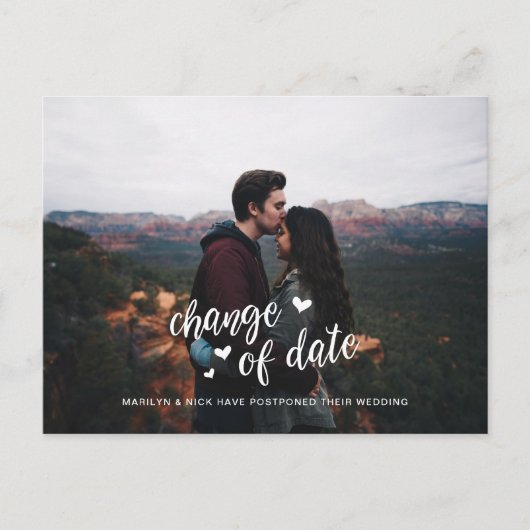 写結婚真の延長とかわいいデートチェンジ ポストカード (正面)