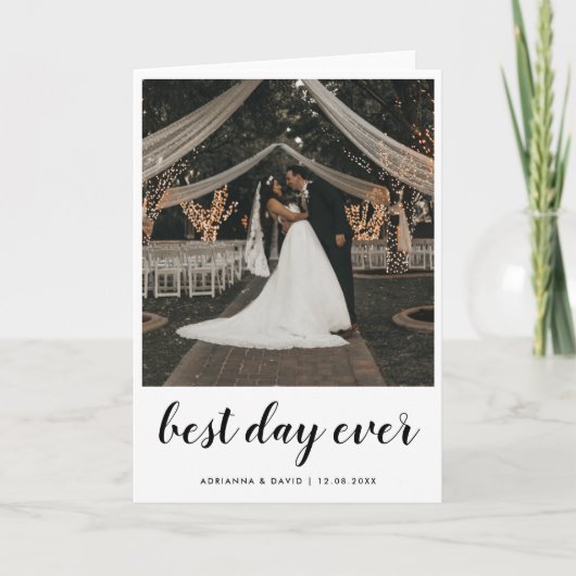 写結婚真の日最高のの台モダン本を組む サンキューカード (正面)