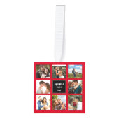 写結婚真コラージュ黒と赤の立方体オーナメント キューブオーナメント (正面)