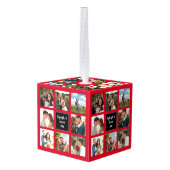 写結婚真コラージュ黒と赤の立方体オーナメント キューブオーナメント (裏面アングル)