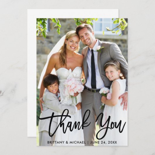 写結婚真筆モダンスクリプト サンキューカード (正面/裏面)