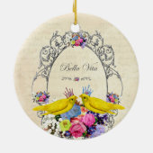 冠と花を持つ鳥 – Bella Vita セラミックオーナメント (裏面)