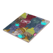 冠にフクロウ タイル (側面)