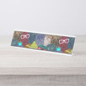 冠にフクロウ デスクネームプレート (正面)