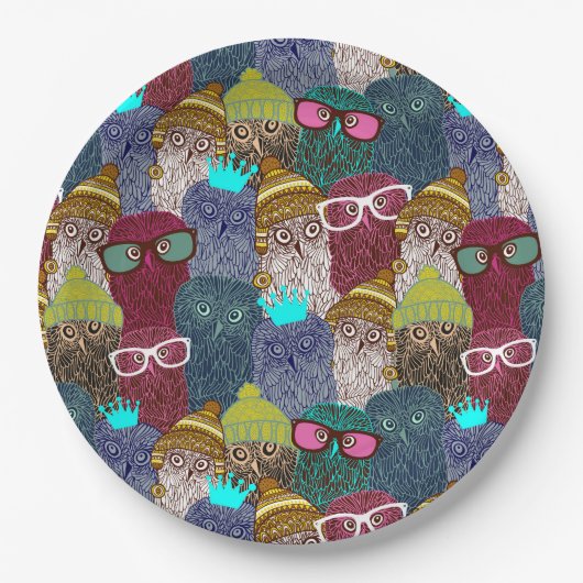 冠にフクロウ ペーパープレート (正面)