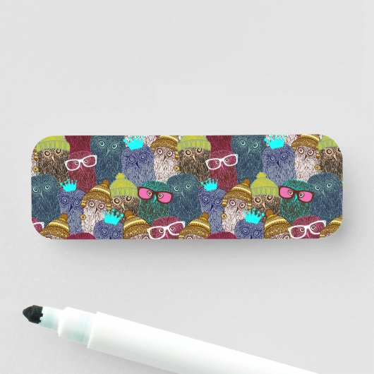 冠にフクロウ 名札 (インサイチュ)