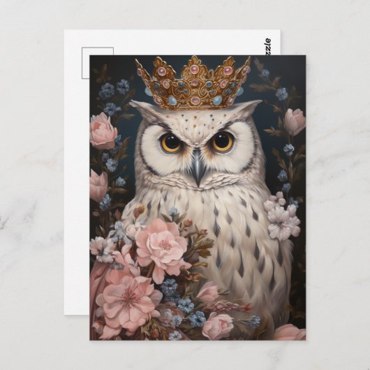 冠のついたフクロウ ポストカード (正面/裏面)
