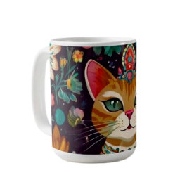 冠をかぶった宝石の猫 コーヒーマグカップ