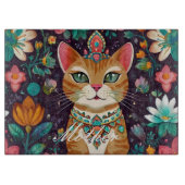 冠をかぶった宝石をちりばめた猫 カッティングボード (正面)