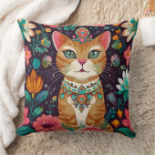 冠をかぶった宝石をちりばめた猫 クッション (ブランケット)