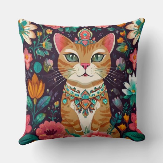 冠をかぶった宝石をちりばめた猫 クッション (裏面)