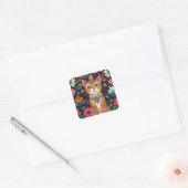 冠をかぶった宝石をちりばめた猫 スクエアシール (封筒)