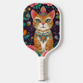 冠をかぶった宝石をちりばめた猫 ピックルボールラケット (正面)