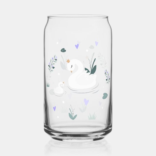 冠をかぶった白鳥 ガラス缶 (正面)
