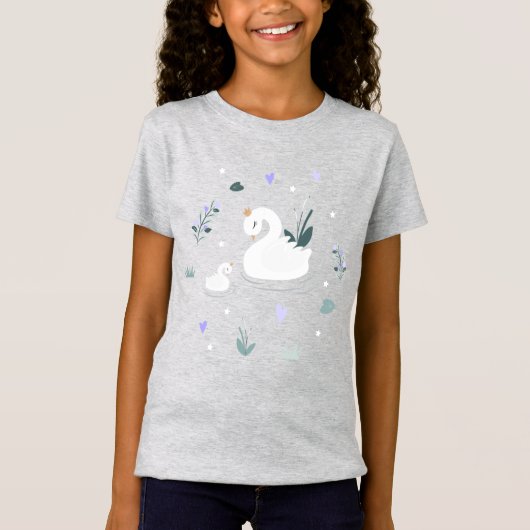 冠をかぶった白鳥 Tシャツ (正面)