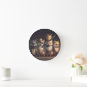 冠をかぶった野生動物 ラウンド壁時計 (ホーム)