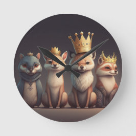 冠をかぶった野生動物 ラウンド壁時計