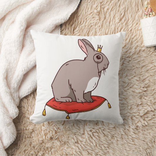冠を持つ愛らしいウサギ クッション (ブランケット)