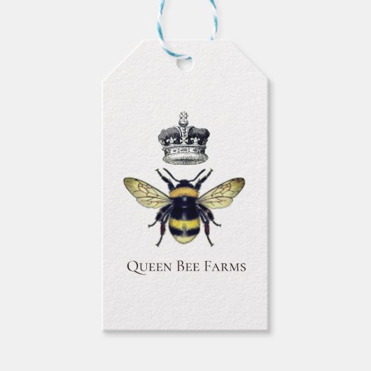 冠を持つ養蜂場または農場 ギフトタグ (正面)