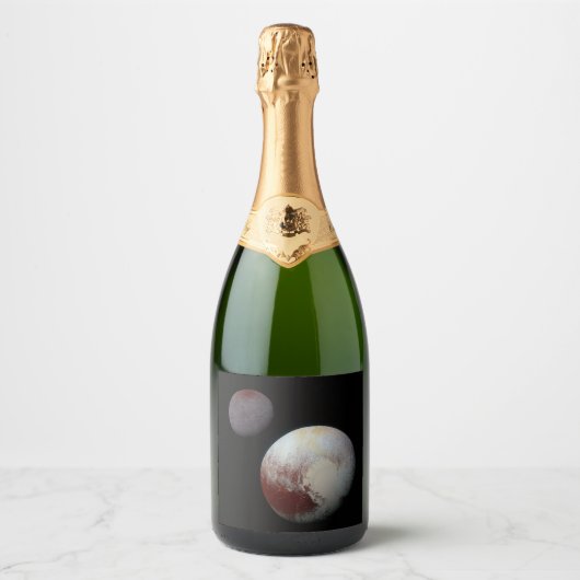 冥王星とチャロン9thまたはドワーフ惑星シス太陽のテム スパークリングワインラベル (正面)