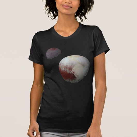 冥王星とチャロン9thまたはドワーフ惑星シス太陽のテム tシャツ (正面)