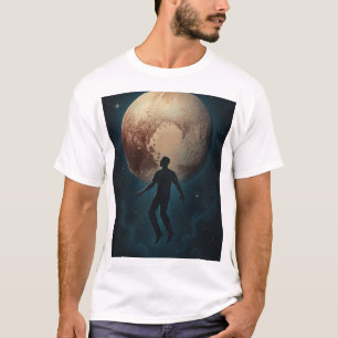 冥王星の上に無重力状態の Tシャツ