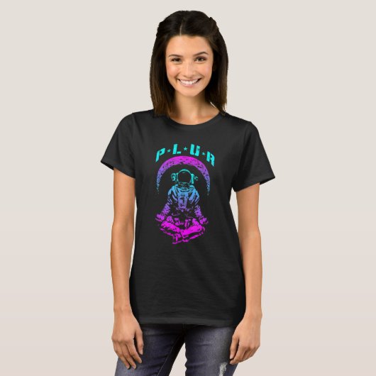 冥王星の愛の統一リスペクトテクノレイヴEdm Astr Tシャツ (正面フル)