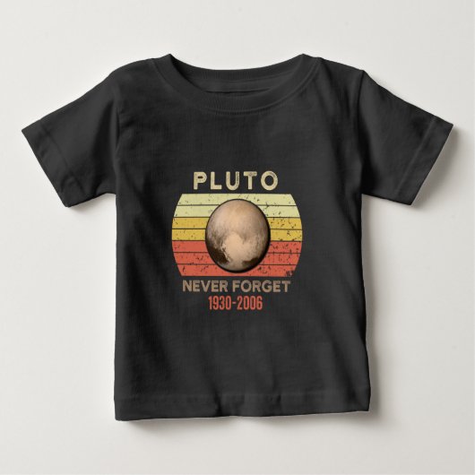 冥王星は決して忘れない、エリス、月、天文学、アストロノ ベビーTシャツ (正面)