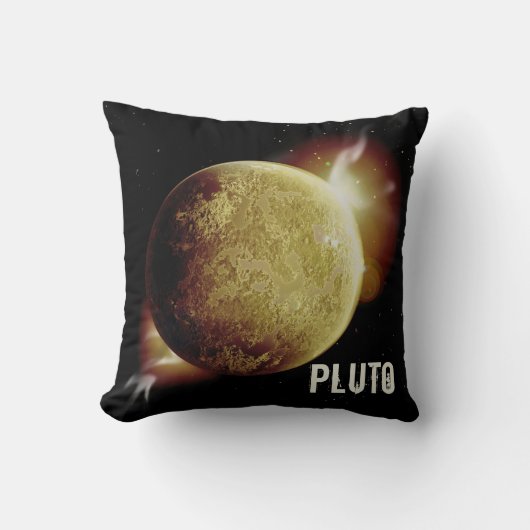 冥王星イエロープラネット3d宇宙宇宙イラストレーション クッション (正面)