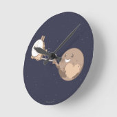 冥王星セルフィー ラウンド壁時計 (傾斜)