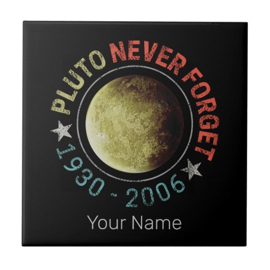 冥王星忘れ1930-2006年ヴィンテージ惑星レトロ タイル (正面)