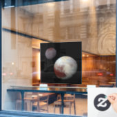 冥王星 & カロン 9番目の準惑星 太陽系 ウィンドウサイン (カフェ窓)