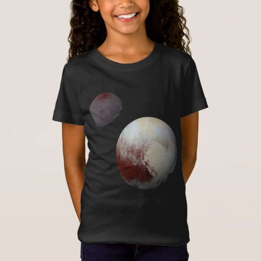 冥王星 & カロン 9番目の準惑星 太陽系 Tシャツ (正面)
