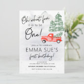 冬ああ何おもしろいヴィンテージトラックファースト誕生日 招待状 (スタンド正面)