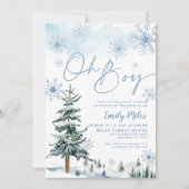 冬ああ男の子の招待、男の子シャワー 招待状 (正面)
