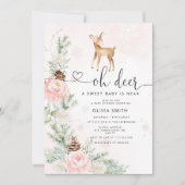 冬ああ鹿の甘いベビーは赤ちゃんのシャワーの近くである 招待状 (正面)