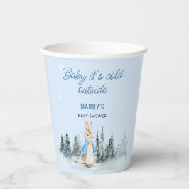 冬うさぎベイビーシャワー外は寒い 紙コップ