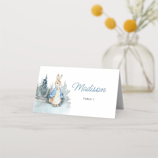 冬うさぎベイビーシャワー折り畳み座席表 プレイスカード (正面)