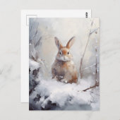 冬うさぎ葉書 ポストカード (正面/裏面)