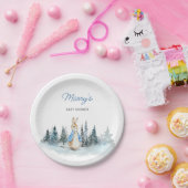 冬うさぎ赤ちゃんシャワー ペーパープレート (パーティー)