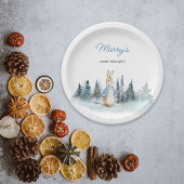 冬うさぎ赤ちゃんシャワー ペーパープレート