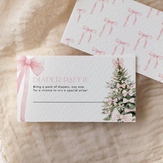 冬おむつラッフルカードピンクボウ ノートカード