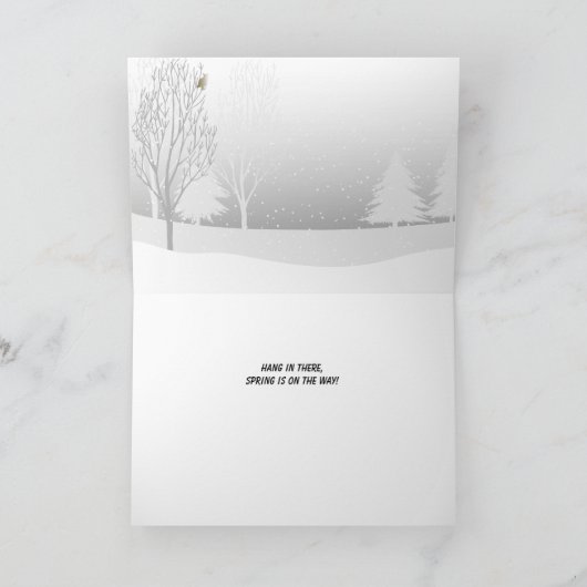 冬おもしろいの寒さに疲れたウッドランドキツネが良くなる カード (内部)